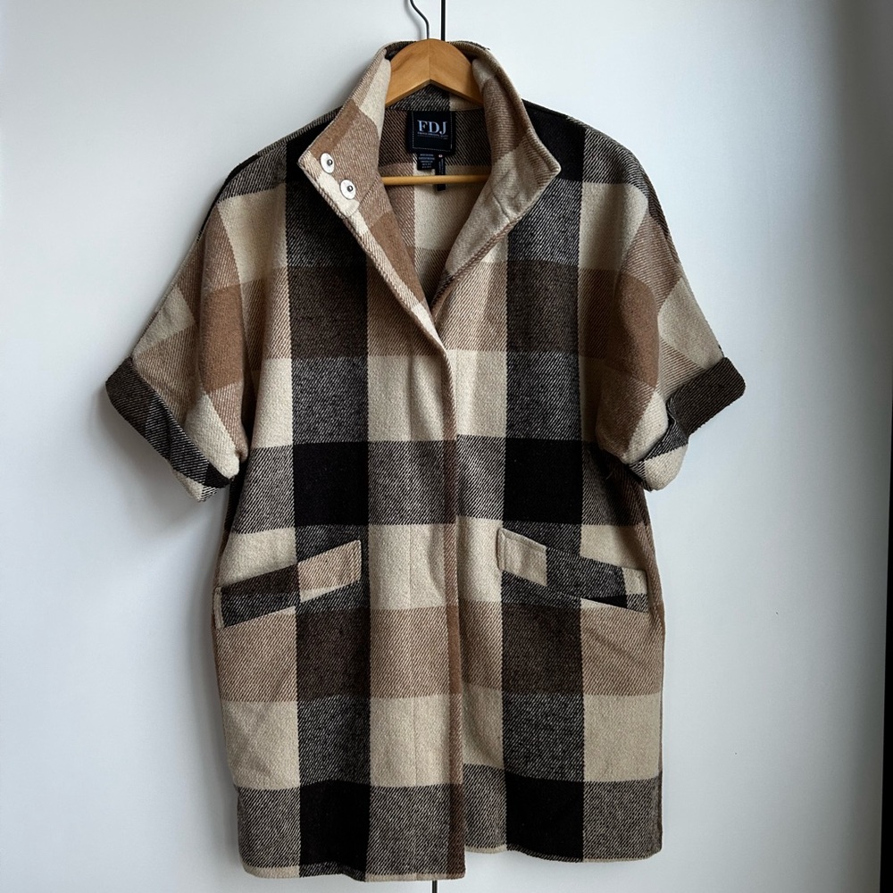 FDJ Women's Checkered Shirt Jacket - Brown and Black